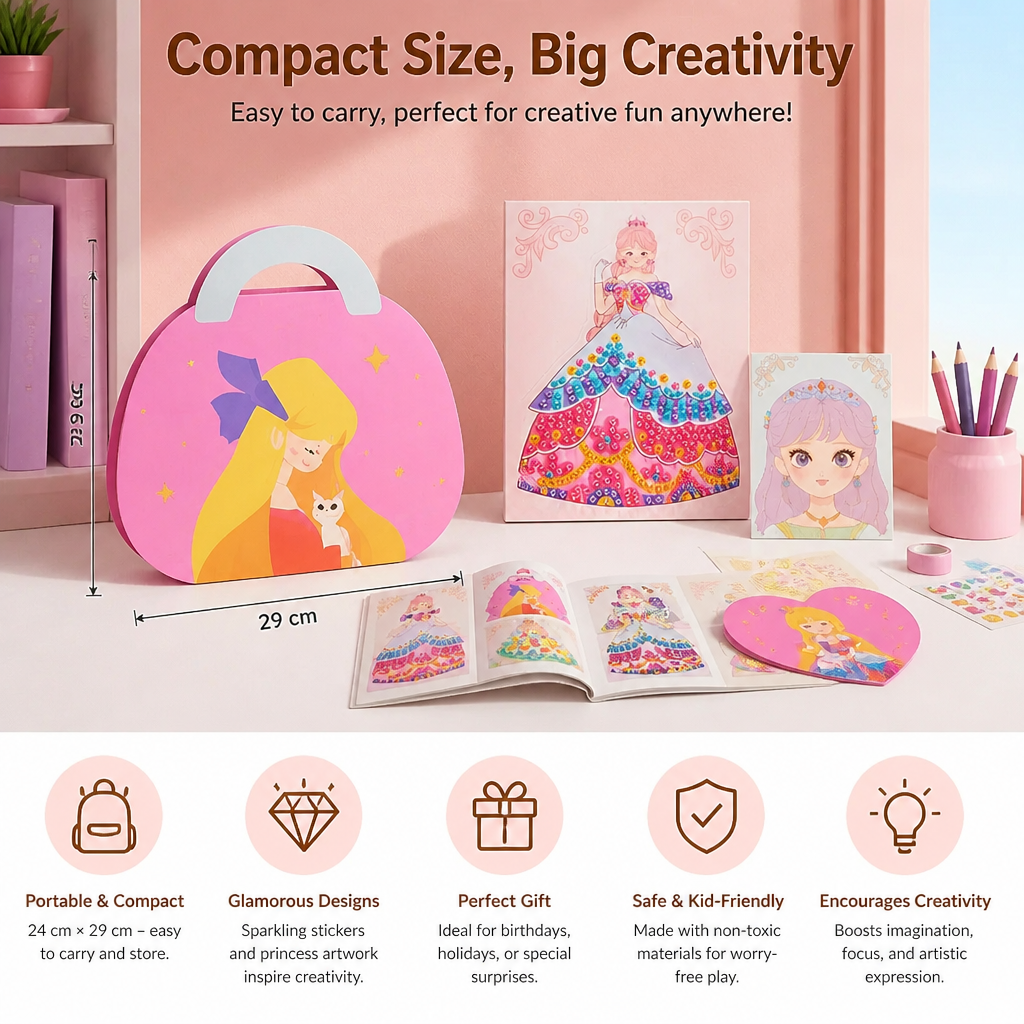 Princess Diamond Sticker & Makeup Art Kit – Glam Craft Set for Girls