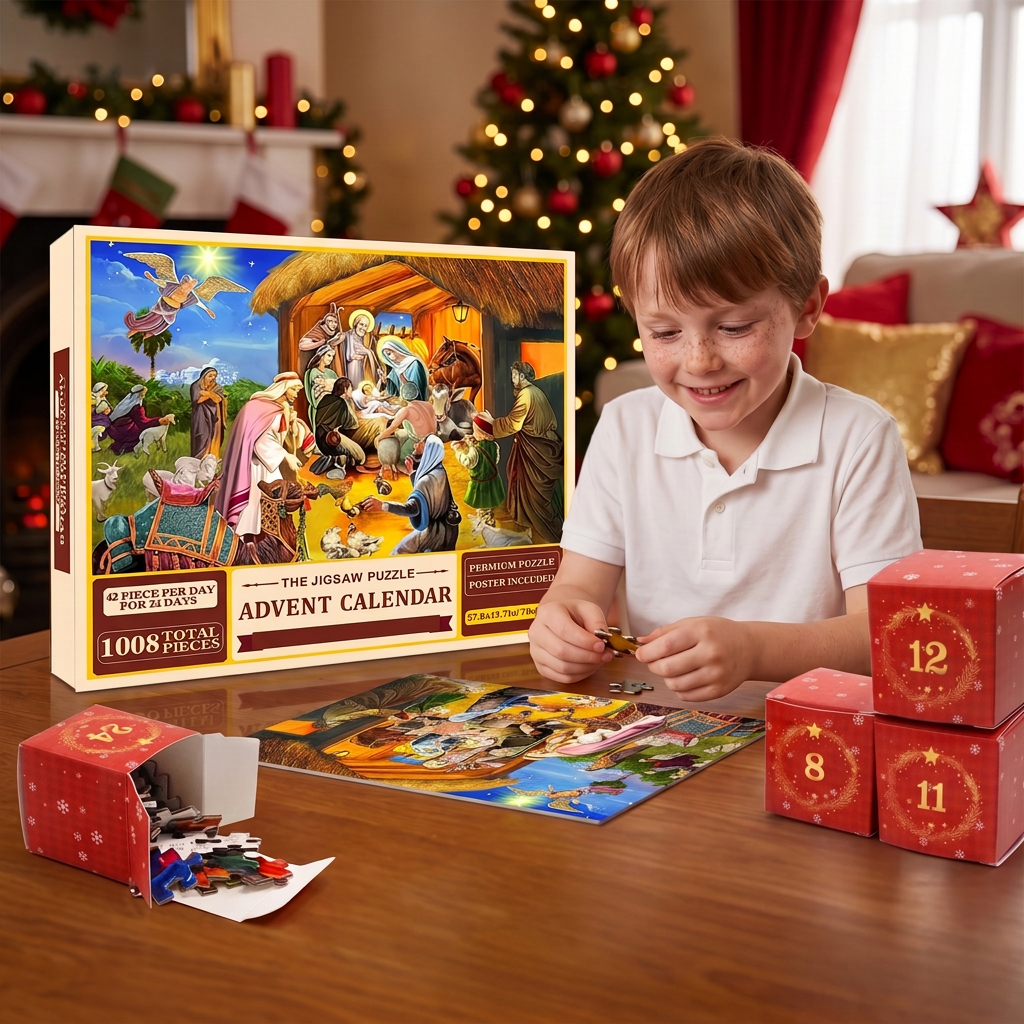 Christmas Jigsaw Puzzle Advent Calendar – 1008-Piece 24-Day Countdown Puzzle Set