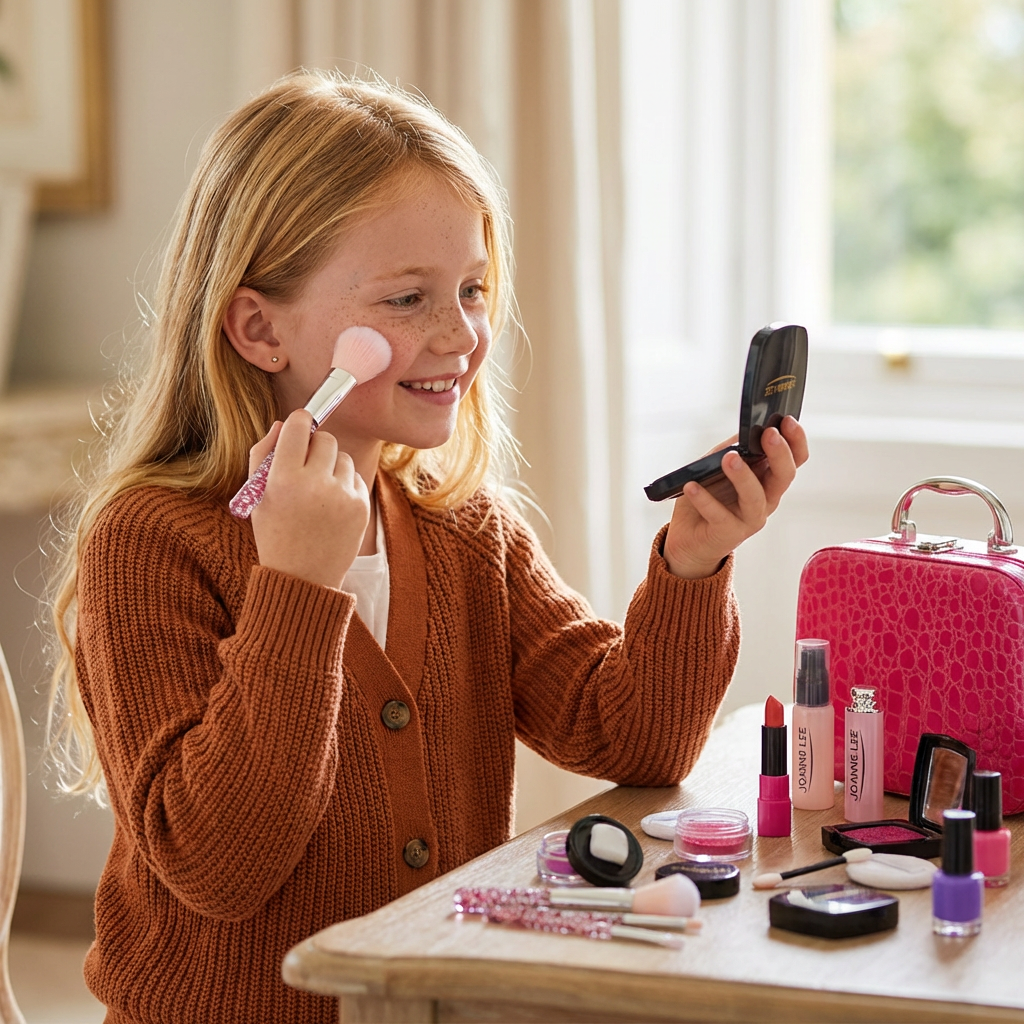 Make-up Play Set for Girls – Safe Kids Cosmetic Set with Practical Bag