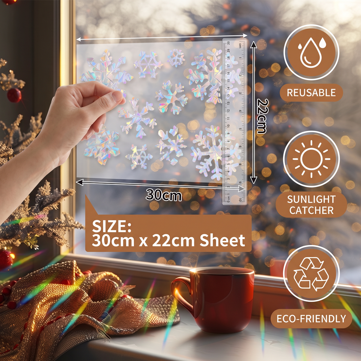 Reusable Snowflake Suncatcher Window Stickers