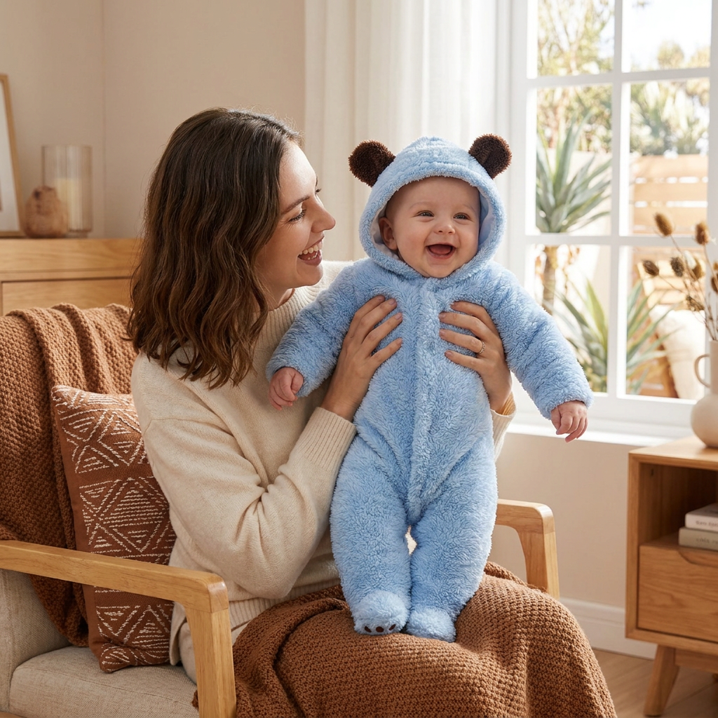 Soft & Cozy Baby Bear Hooded Jumpsuit