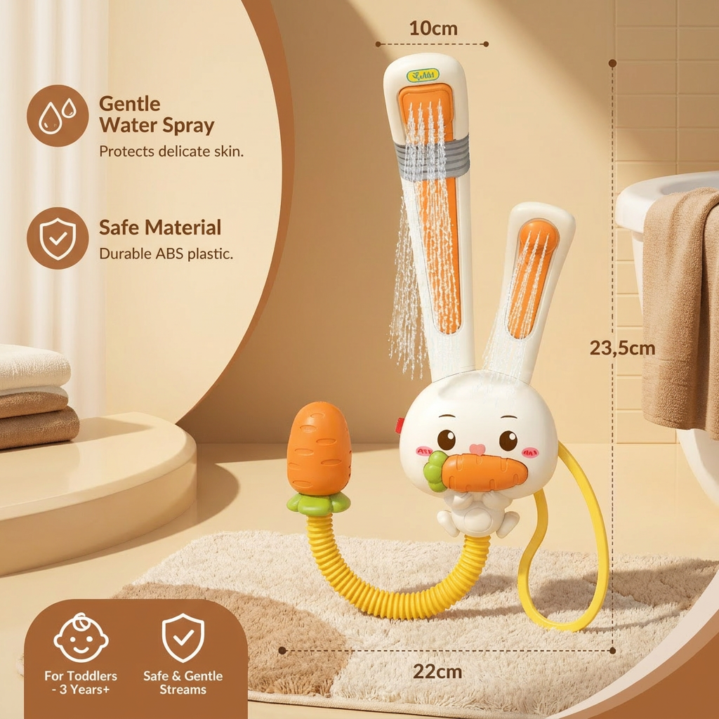 Baby Shower Toy with Bunny Design and Carrot Spray Head