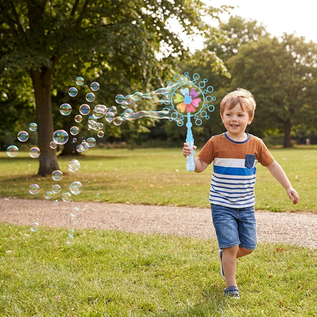 Kids Bubble Wand Toy Set with Windmill Design for Outdoor Fun