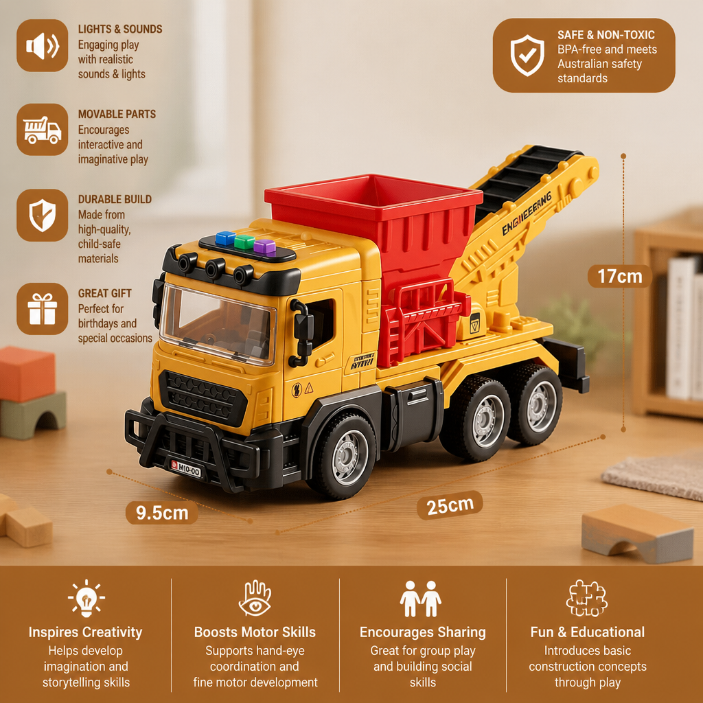 Construction Dump Truck Toy with Lights & Sounds