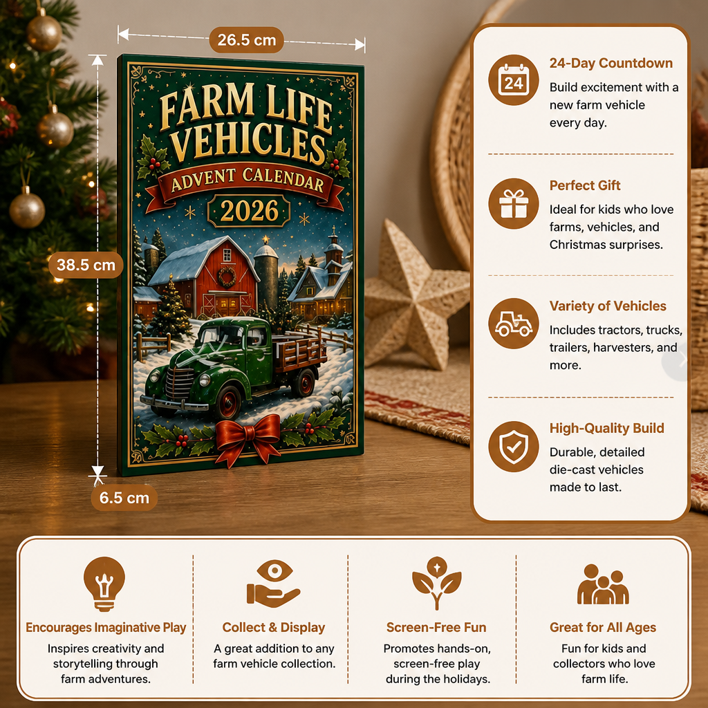 24-Day Farm Vehicles Christmas Advent Calendar