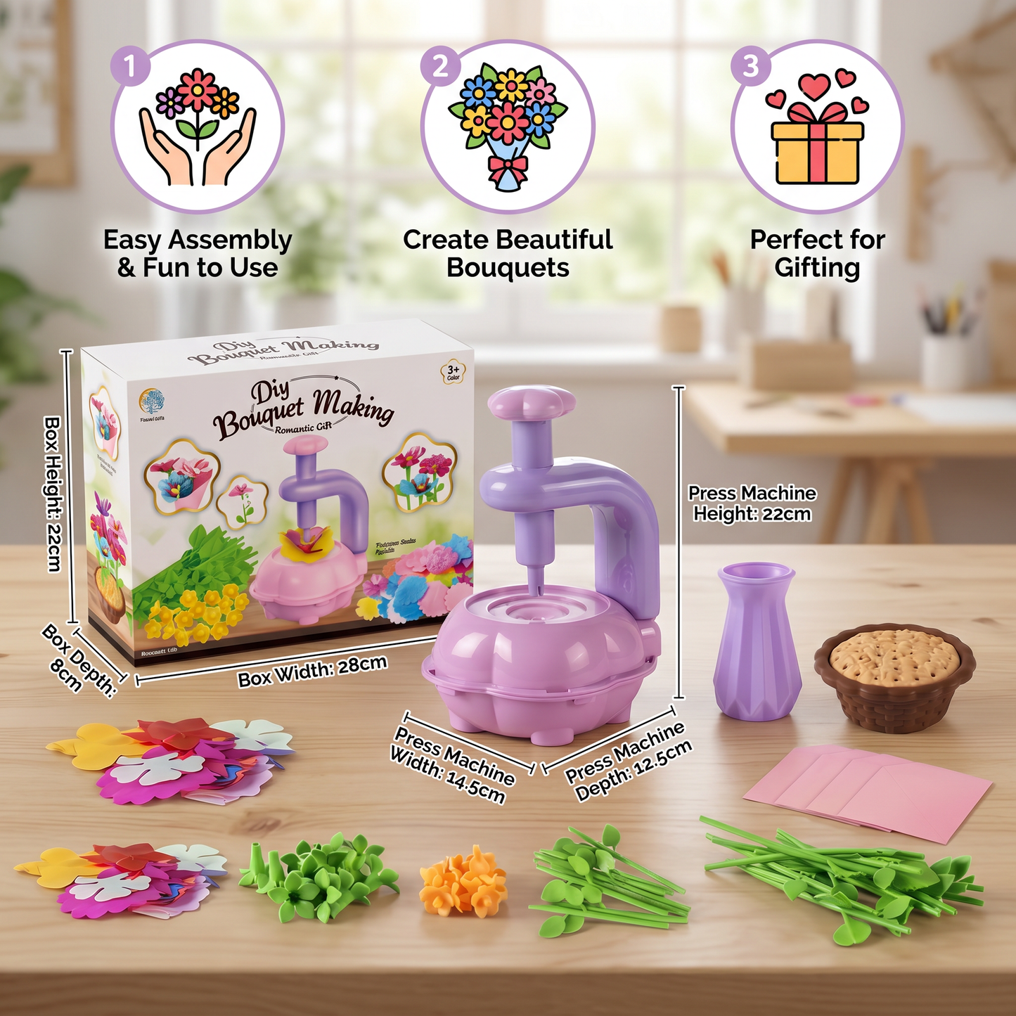 Kids Flower Bouquet Making Kit with Press Machine – DIY Craft Set for Girls