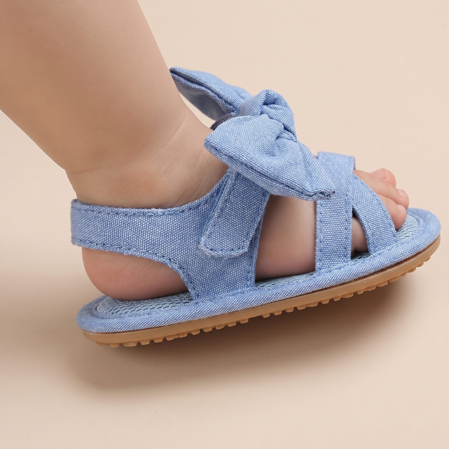 Cross-Strap Bow Sandals Blue