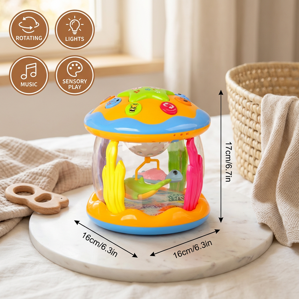 Ocean Light & Music Baby Toy – Rotating Sensory Toy for Crawling & Tummy Time