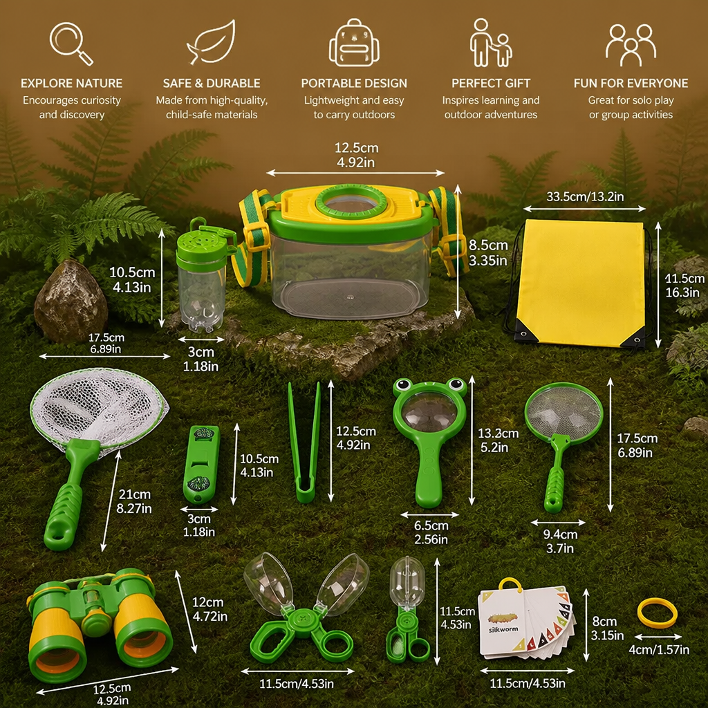 Kids Outdoor Bug Observation Explorer Kit with Accessories