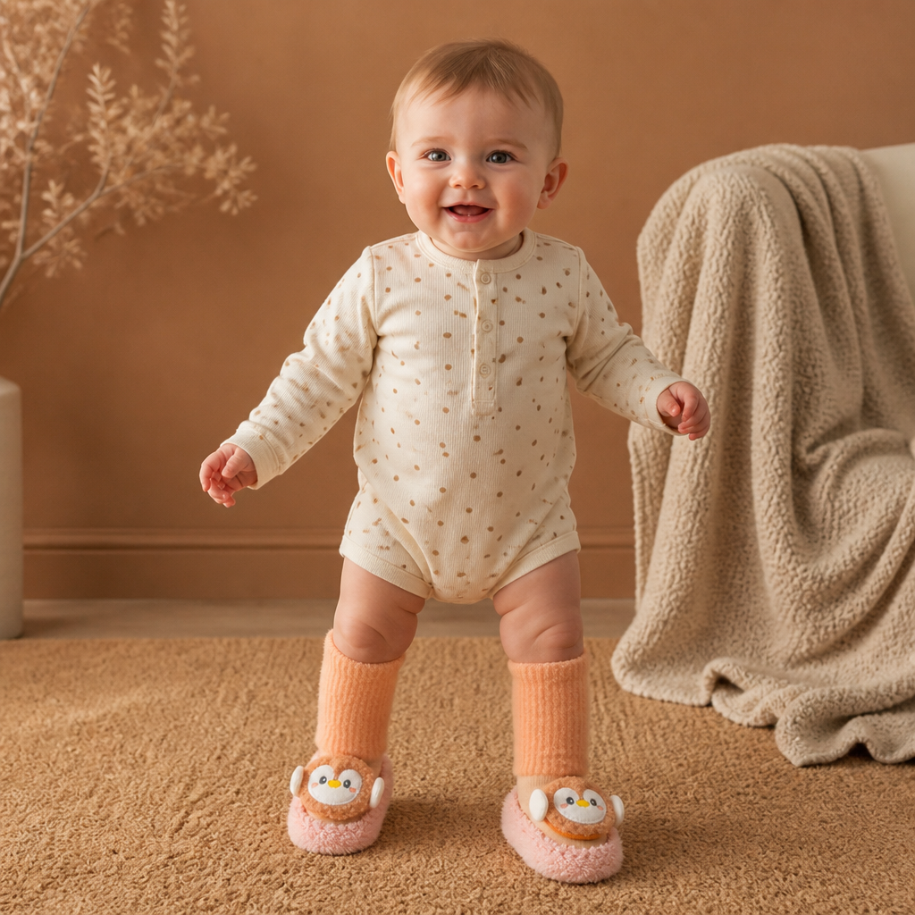 Warm Baby Non-Slip Socks – Lined Knee-High Socks with Cute Design for Babies & Toddlers