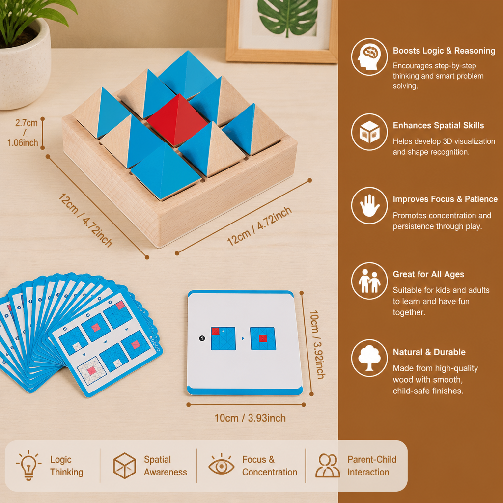 Wooden Geometric Pattern Puzzle – Logic & Spatial Thinking Game
