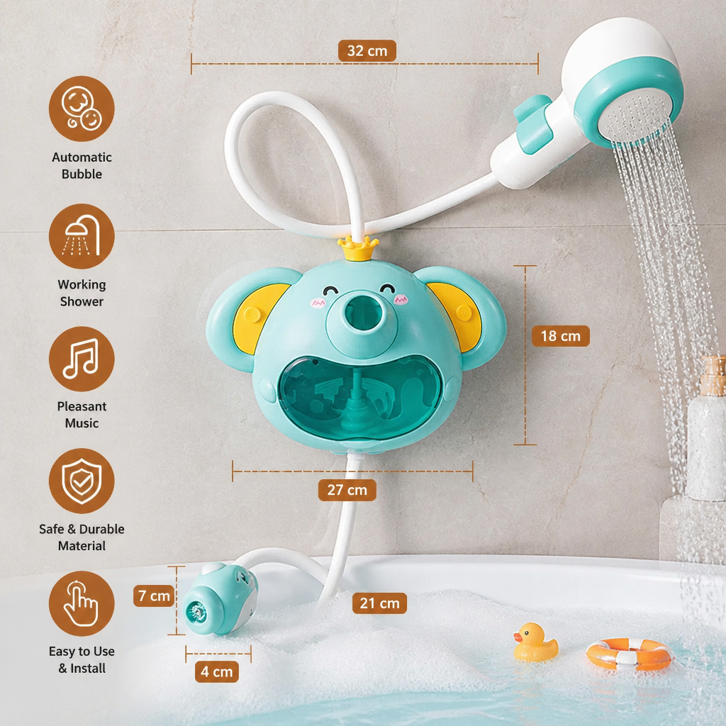Musical Elephant Bubble Bath Toy with Shower Head