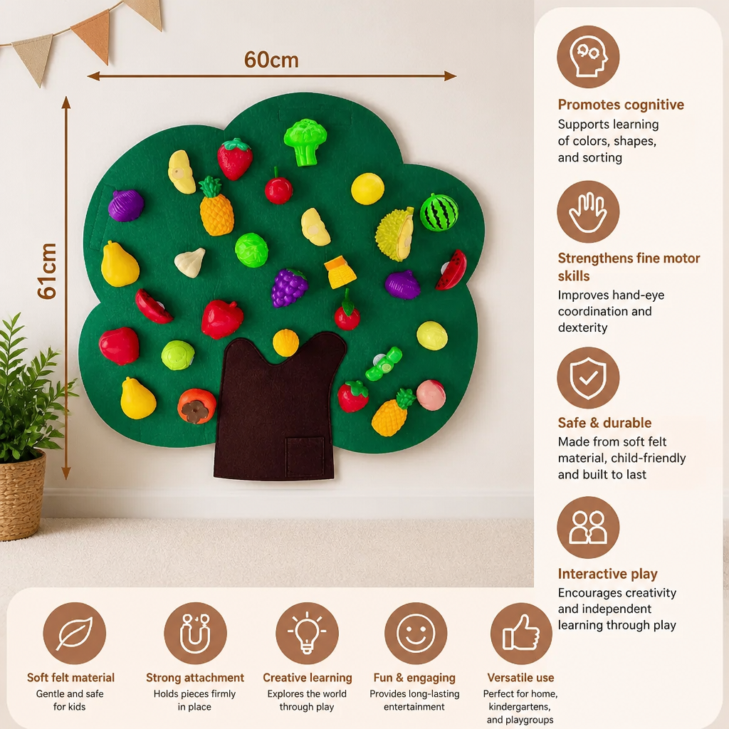Felt Fruit Tree Activity Board – Montessori Learning Toy