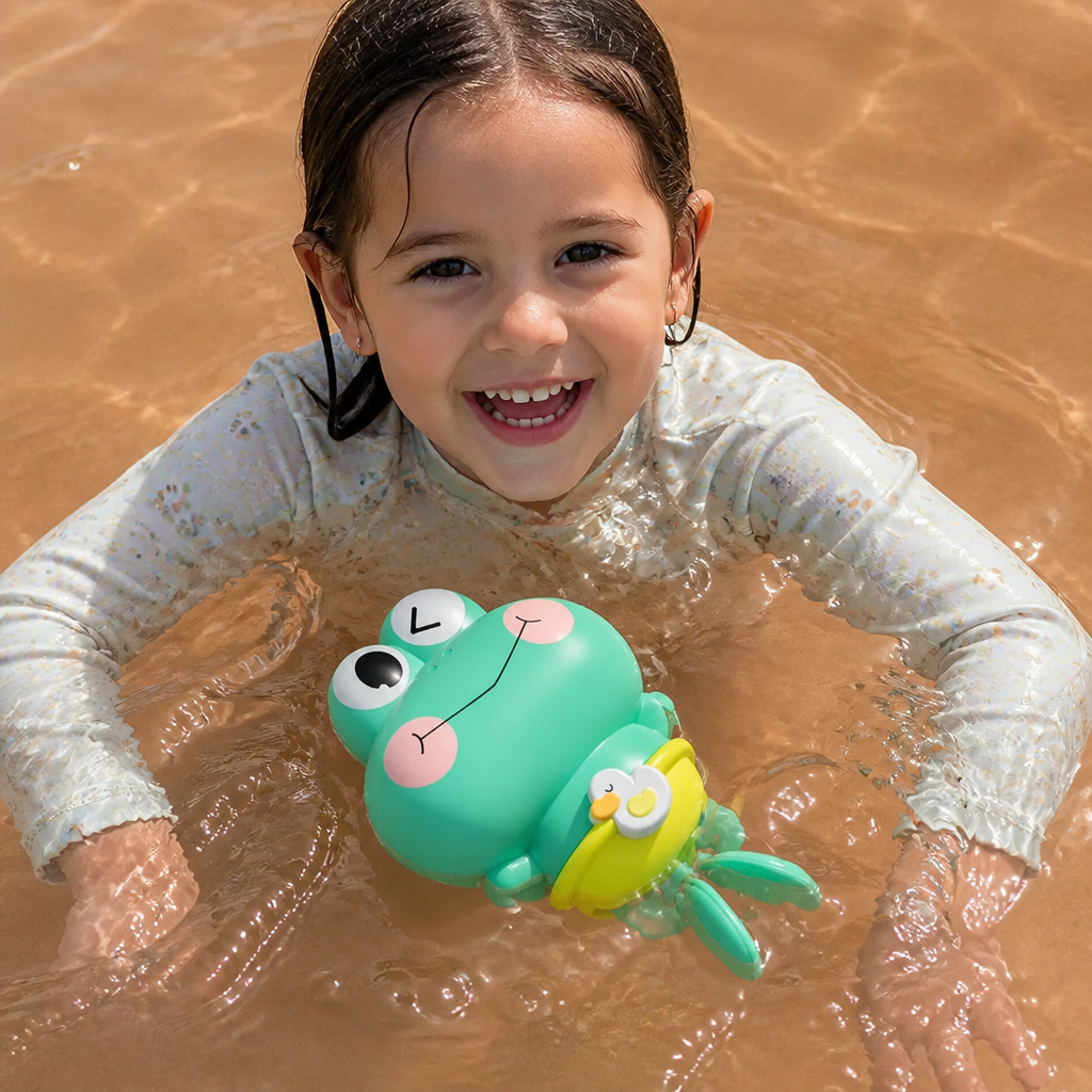 Cute Wind-Up Swimming Frog Bath Toy for Kids