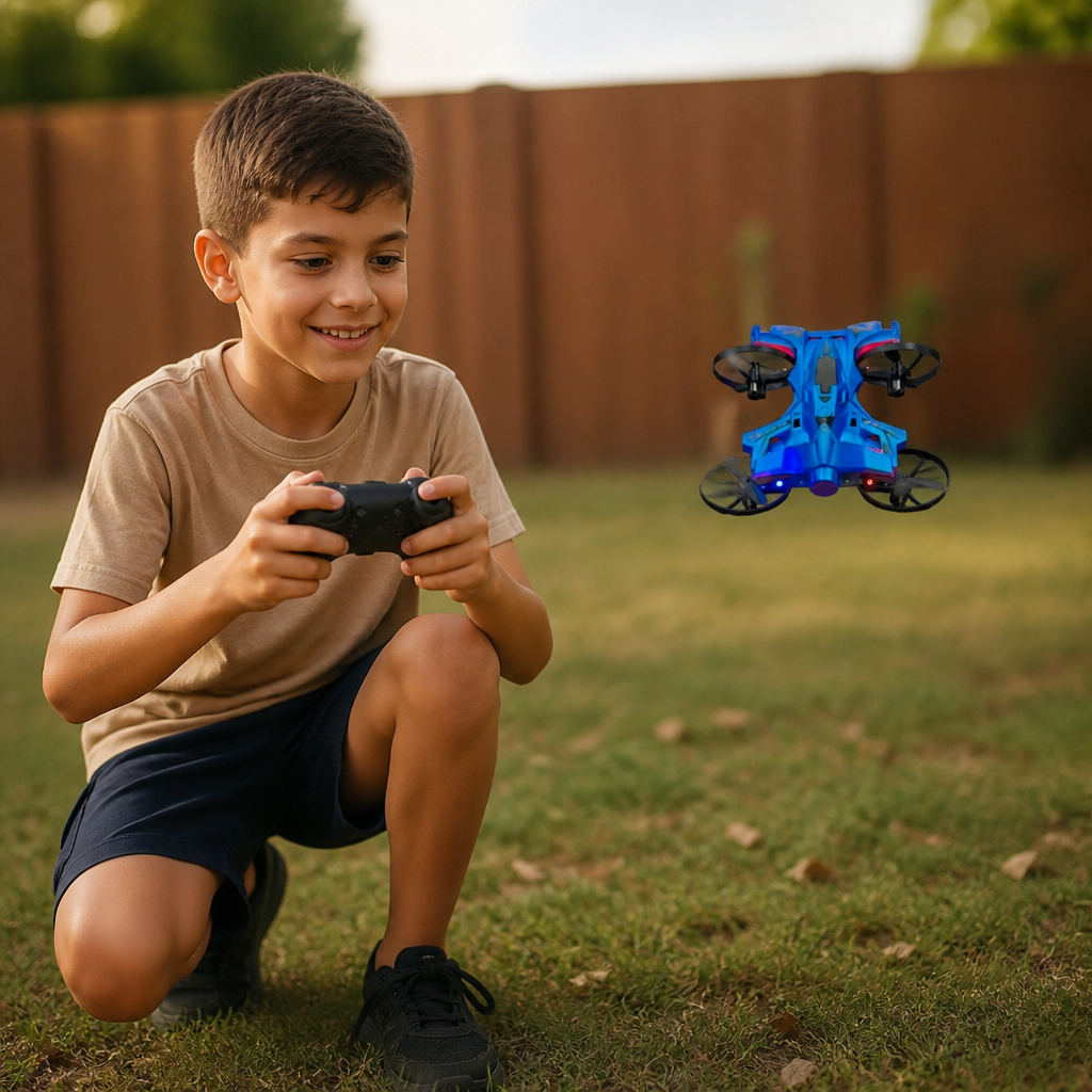 2-in-1 Remote Control Flying Drone & Stunt Racing Car
