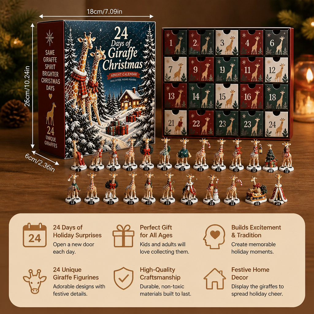24-Day Christmas Giraffe Figurine Advent Calendar