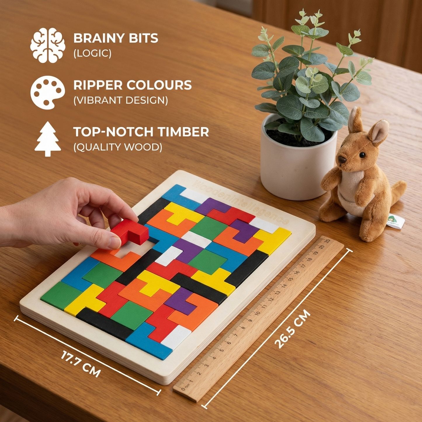Educational Wooden Tangram Puzzle – Colourful Montessori Learning Toy for Kids