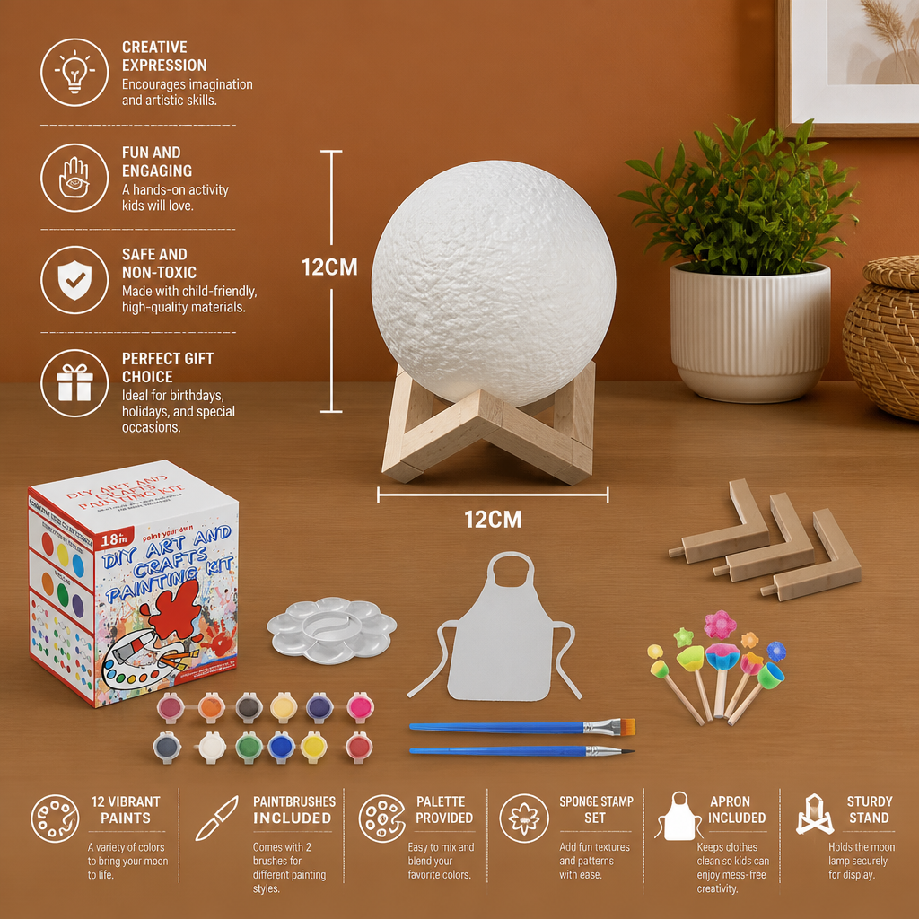 DIY Paint Your Own Moon Lamp Kit for Kids – Creative Space Night Light