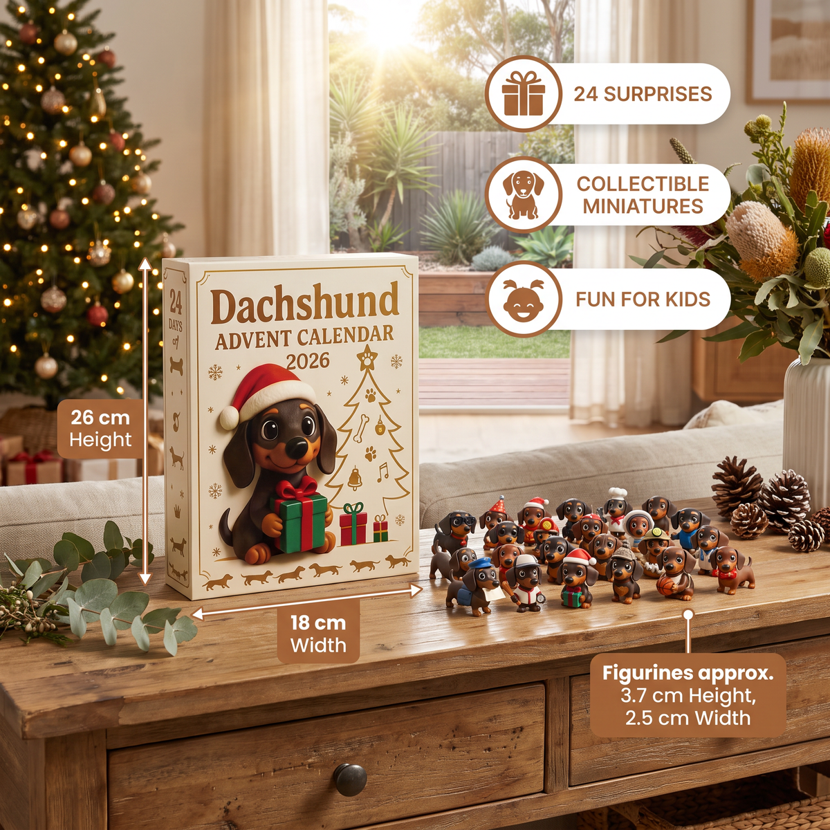 24-Day Dachshund Advent Calendar with Surprise Figurines