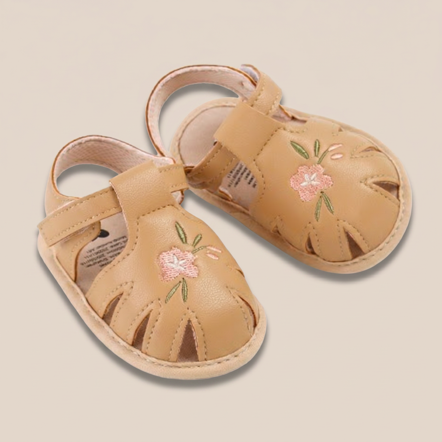 Caged Embroidered Flower Sandals