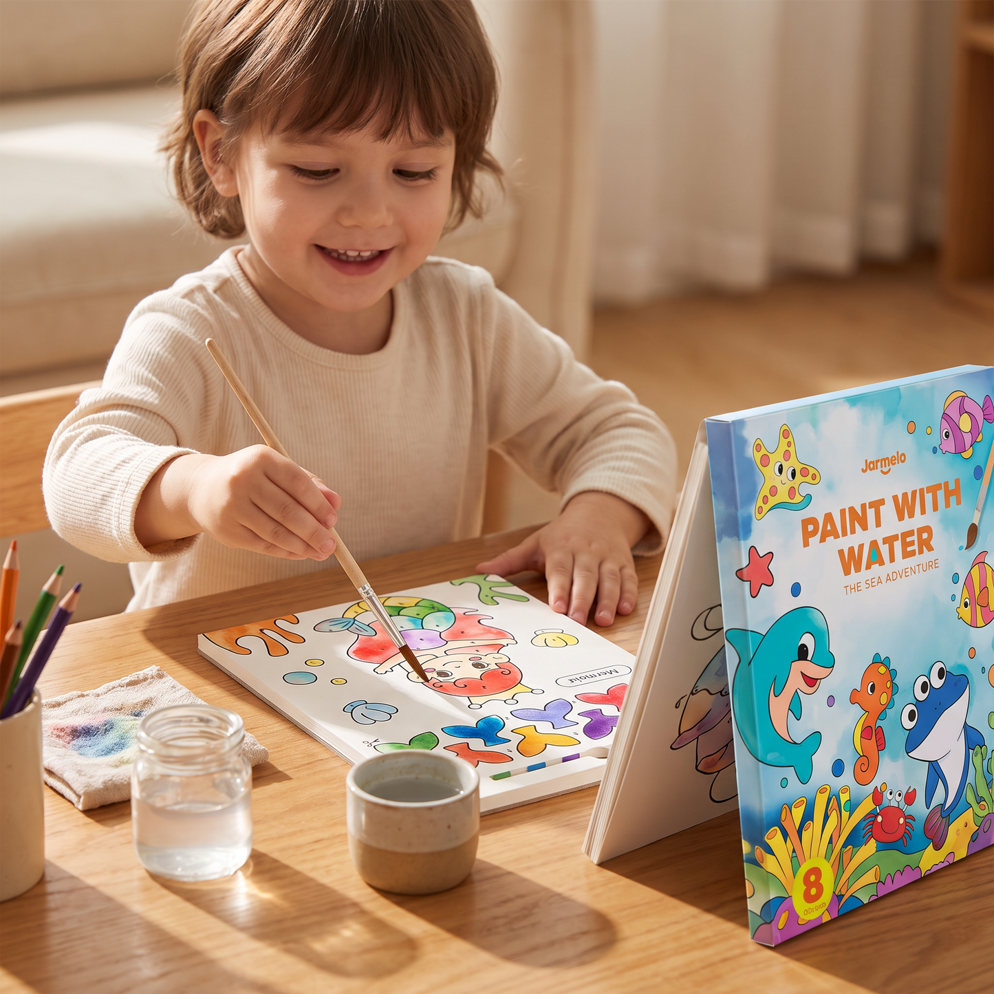 Watercolor Painting Book with Brush – Mess-Free Paint with Water Fun
