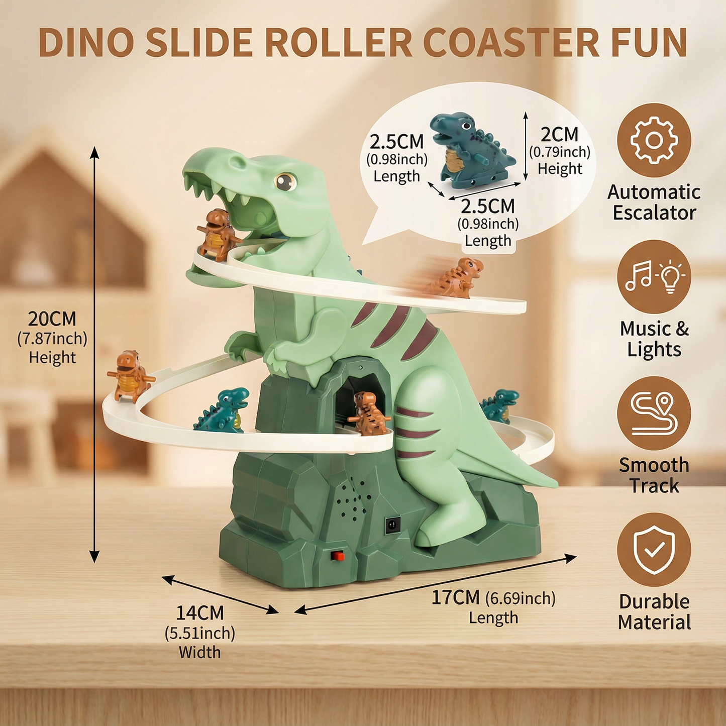 Dino Slide Roller Coaster Fun