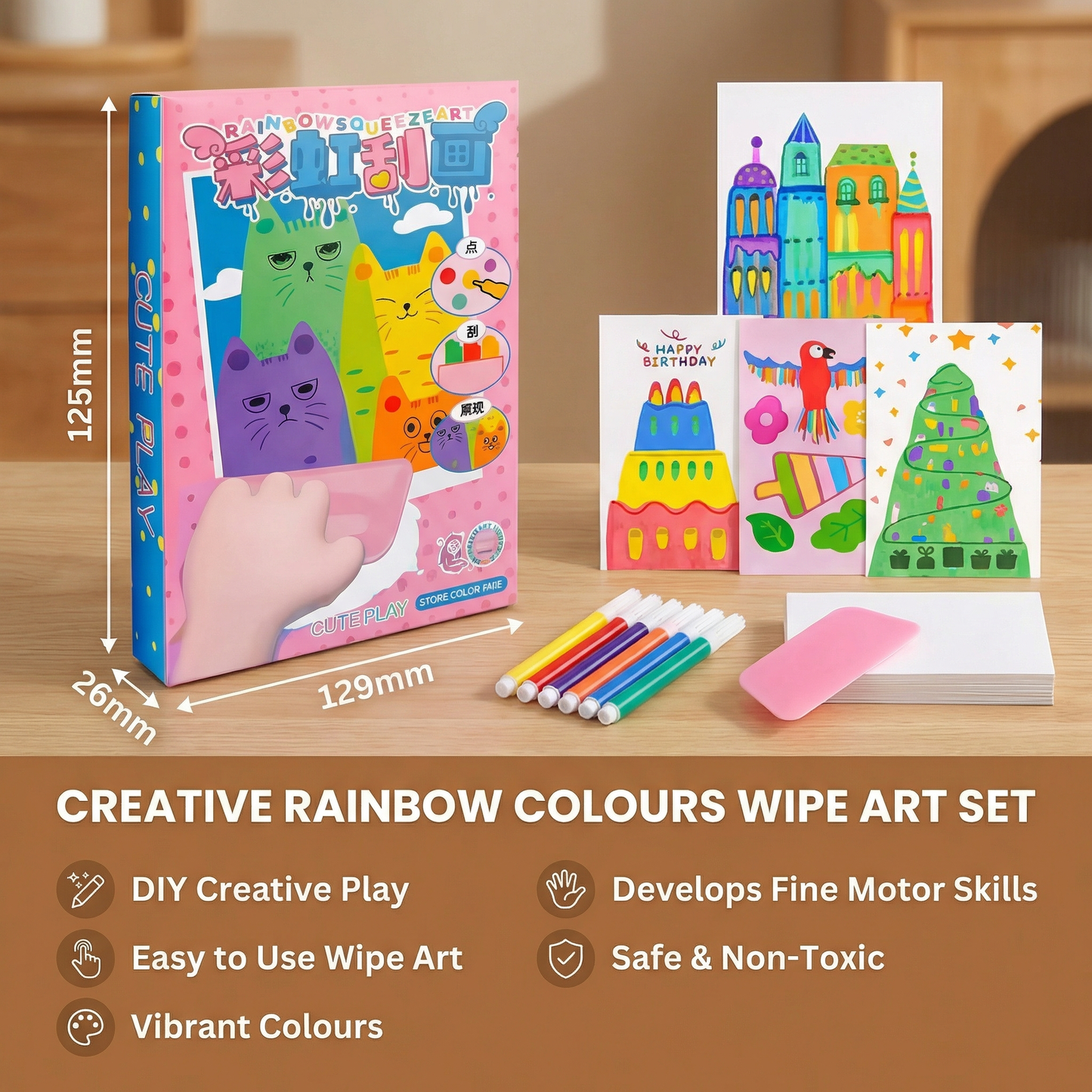 Creative Rainbow Colours Wipe Art Set