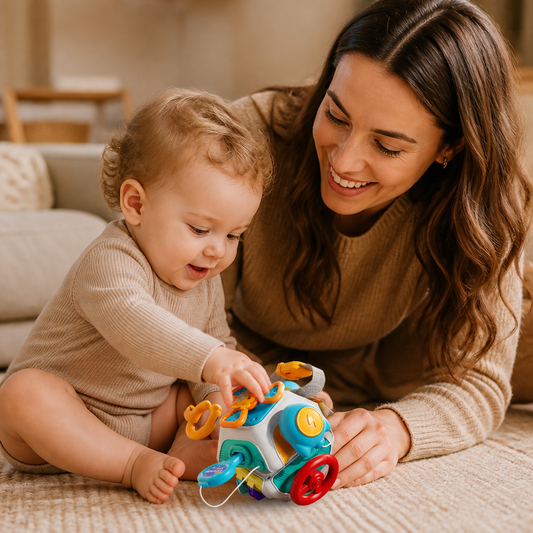 Baby Busy Cube with 10 Activities Montessori Sensory Learning Toy