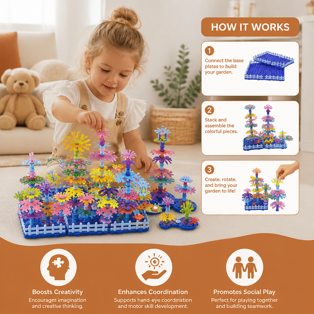 Kids Build-A-Garden Flower Toy Set – Creative Building Playset