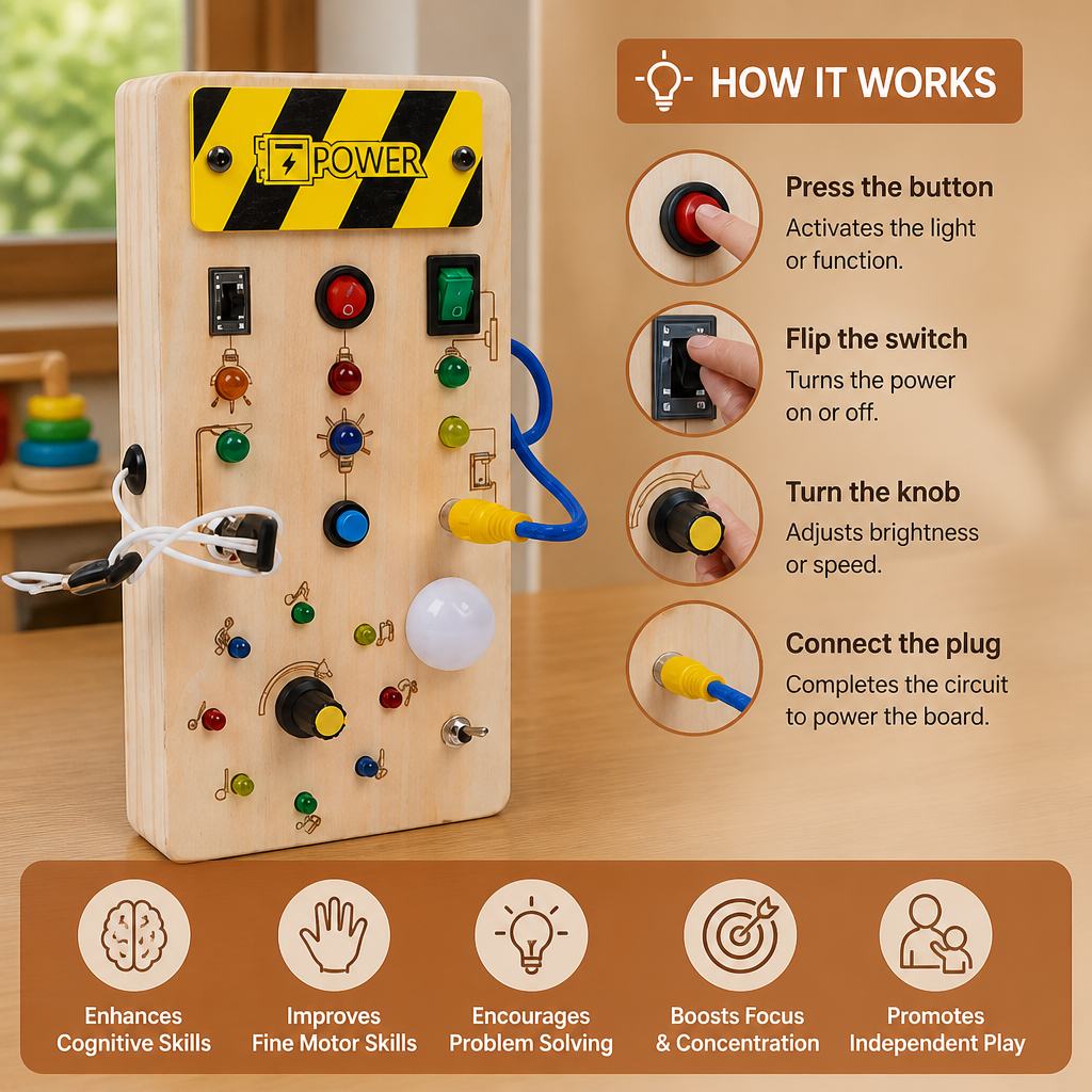 Montessori wooden activity board