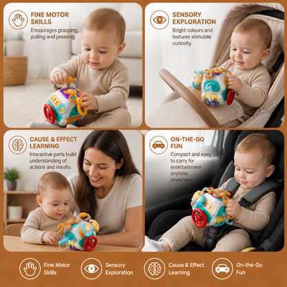 Baby Busy Cube with 10 Activities Montessori Sensory Learning Toy