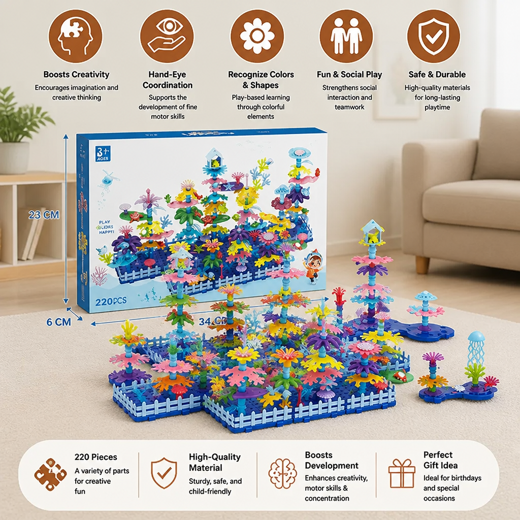 Kids Build-A-Garden Flower Toy Set – Creative Building Playset
