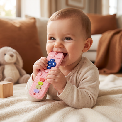 Silicone Remote Control Baby Teether – BPA-Free Sensory Chew Toy