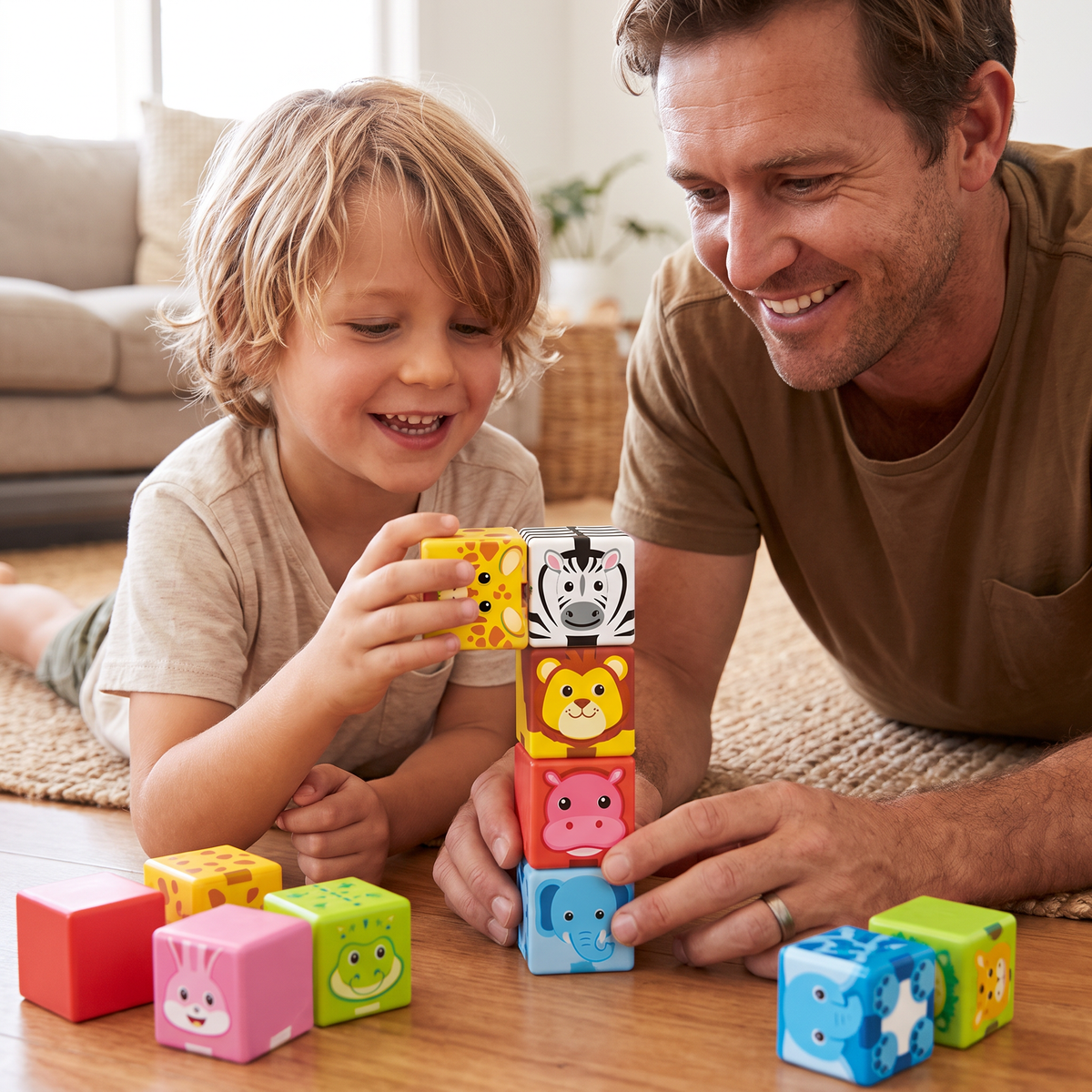 Toddler-Safe 4.2 cm Safari Animal Magnetic Building Cubes – STEM Learning Blocks