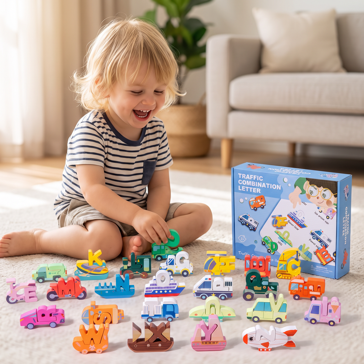 52-teiliges Montessori-3D-Alphabet-Bausteinset