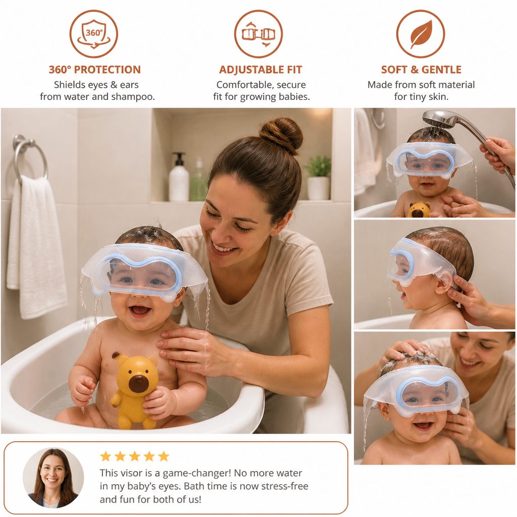 Adjustable Baby Water & Shampoo Visor with 360° Eye & Ear Protection