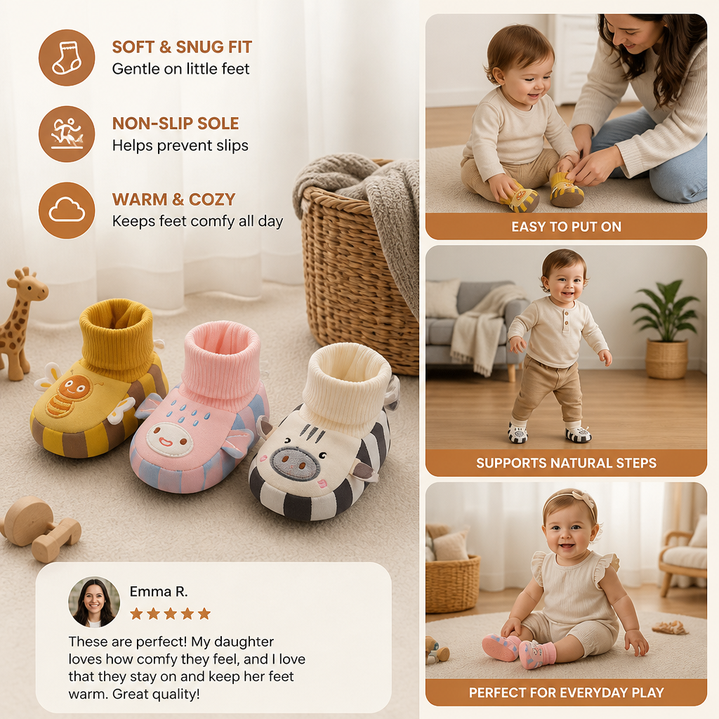 Cosy Baby Sock Shoes – Warm, Non-Slip & Comfortable