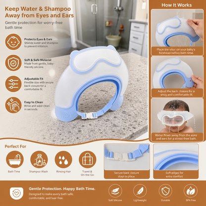 Adjustable Baby Water & Shampoo Visor with 360° Eye & Ear Protection
