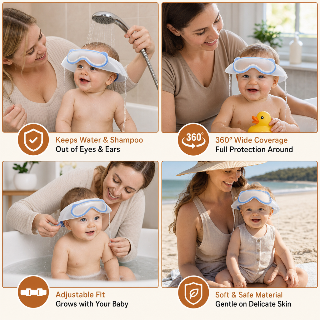 Adjustable Baby Water & Shampoo Visor with 360° Eye & Ear Protection