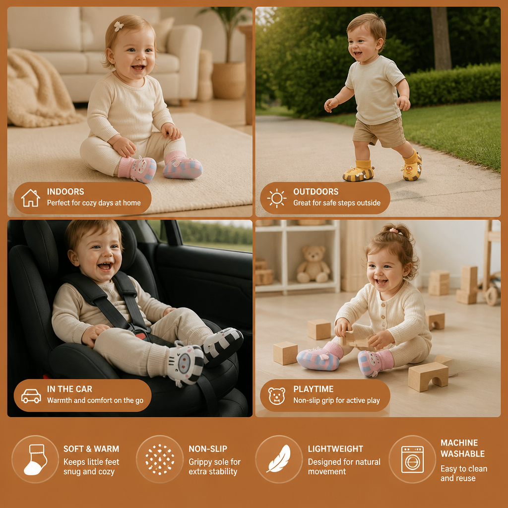 Cosy Baby Sock Shoes – Warm, Non-Slip & Comfortable