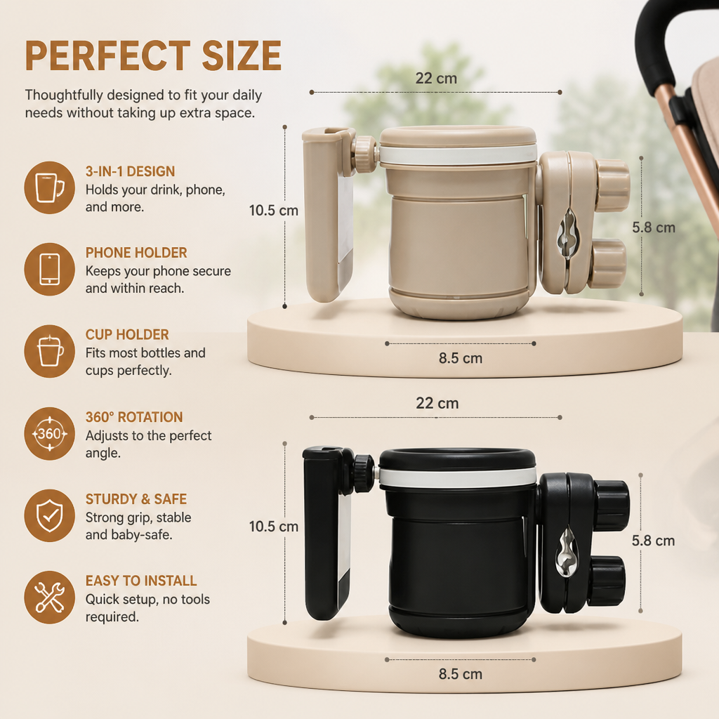 3-in-1 Baby Stroller Cup & Phone Holder