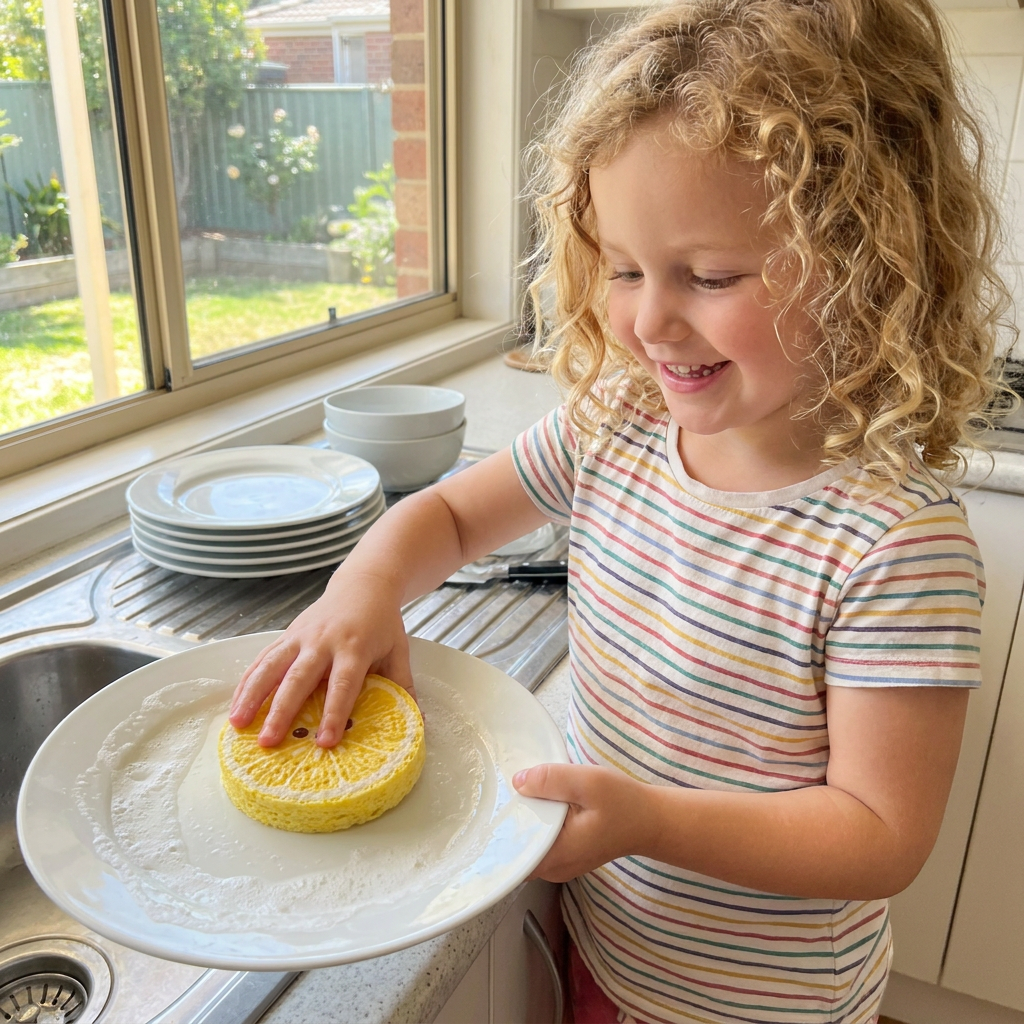 Fruit-Shaped Pop-Up Cellulose Sponges – 3-Pack of Plant-Based, Non-Scratch Kitchen Sponges