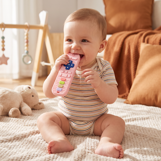 Silicone Remote Control Baby Teether – BPA-Free Sensory Chew Toy