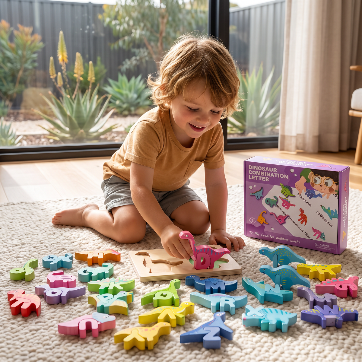 52-teiliges Montessori-3D-Alphabet-Bausteinset