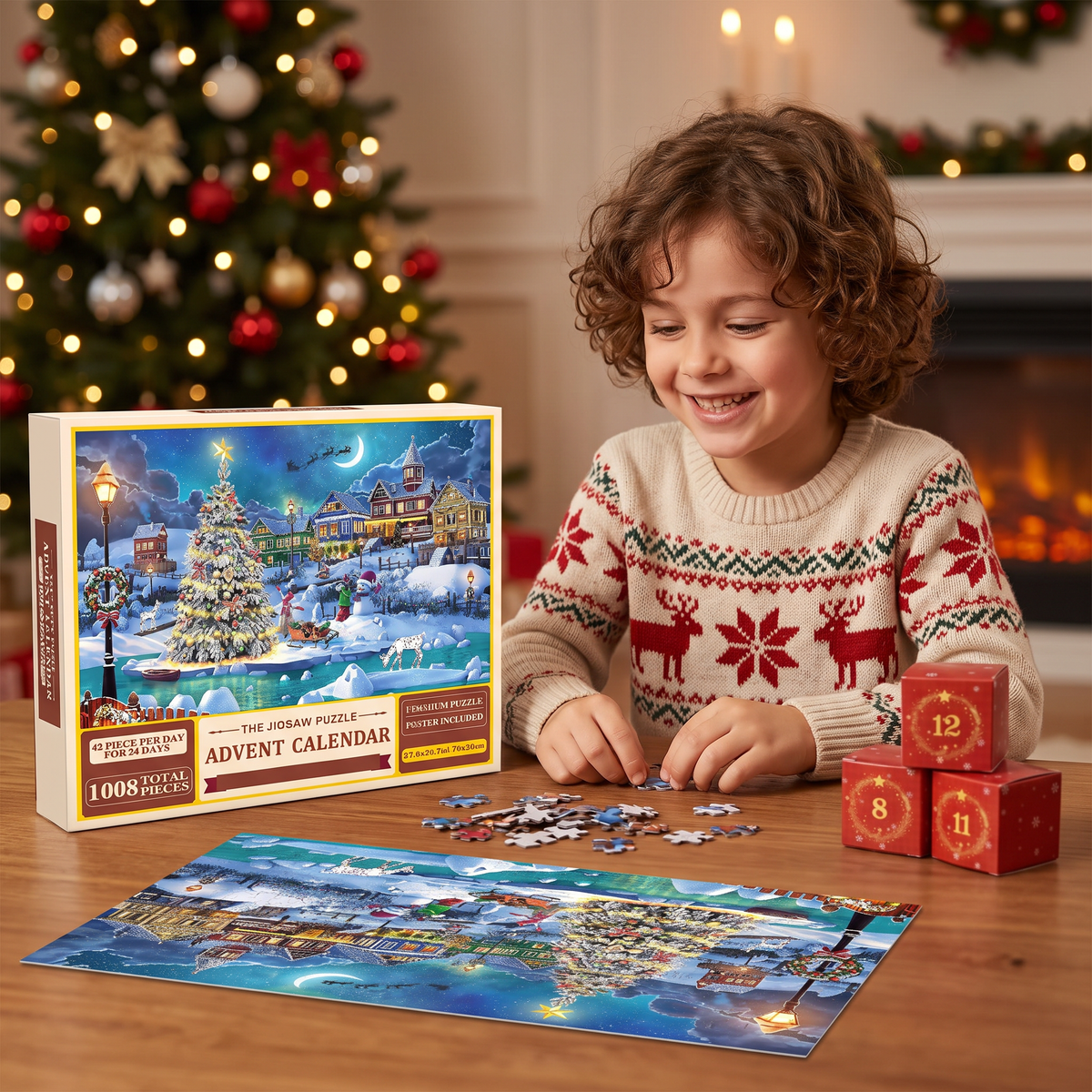 Christmas Jigsaw Puzzle Advent Calendar – 1008-Piece 24-Day Countdown Puzzle Set