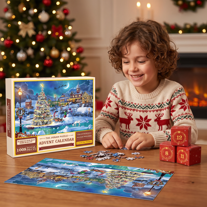 Christmas Jigsaw Puzzle Advent Calendar – 1008-Piece 24-Day Countdown Puzzle Set