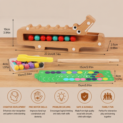 Crocodile Color Game – Educational Game with Sorting Cards and Wooden Toy