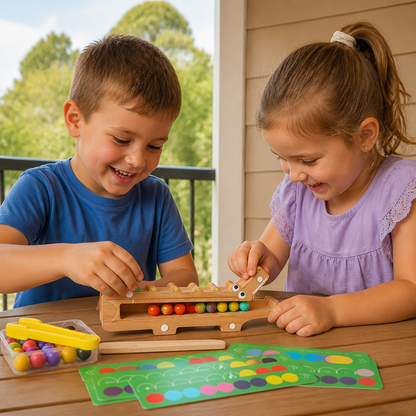 Crocodile Color Game – Educational Game with Sorting Cards and Wooden Toy