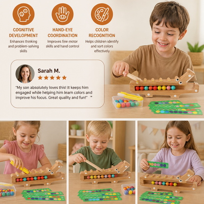 Crocodile Color Game – Educational Game with Sorting Cards and Wooden Toy