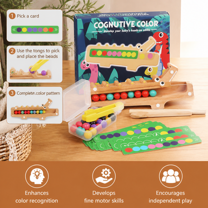 Crocodile Color Game – Educational Game with Sorting Cards and Wooden Toy